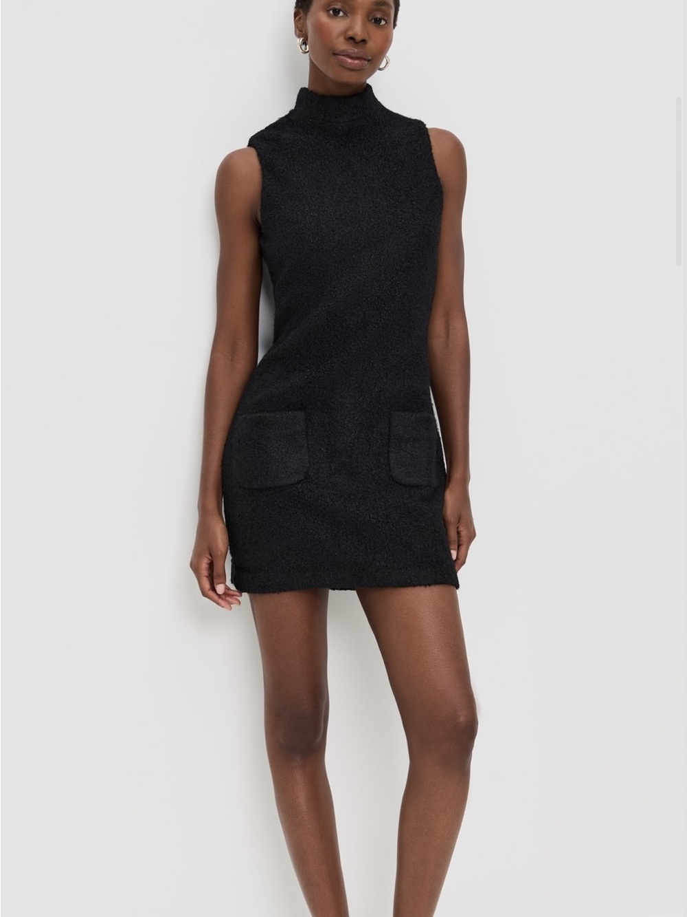 NWT Amanda Uprichard Cumo Black Sleeveless Mock Neck Mini Dress